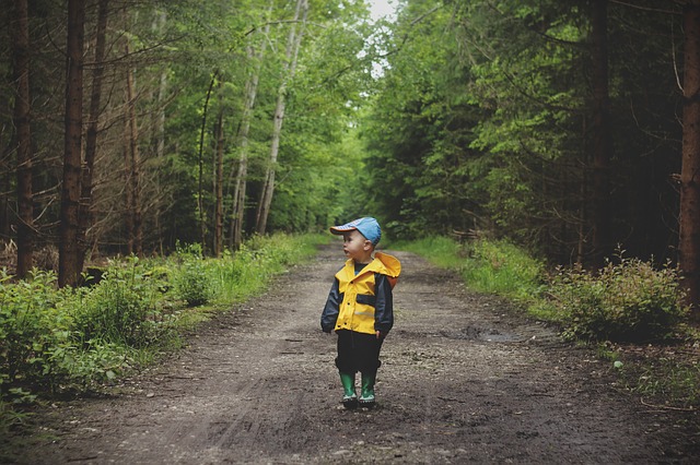 malý chlapeček v lese